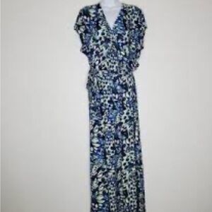 Cocomo Blue Green and White belted Maxi Dress